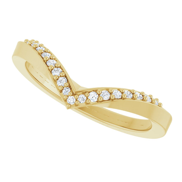 14K Gold Round Natural Diamond Contour Band X - Yellow Gold - view 5