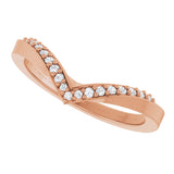 14K Gold Round Natural Diamond Contour Band X - Rose Gold - view 5