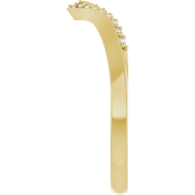 14K Gold Round Natural Diamond Contour Band X - Yellow Gold - view 4
