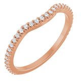 14K Gold Round Natural Diamond Accented Contour Band – 1.1-3mm Stones - Rose Gold