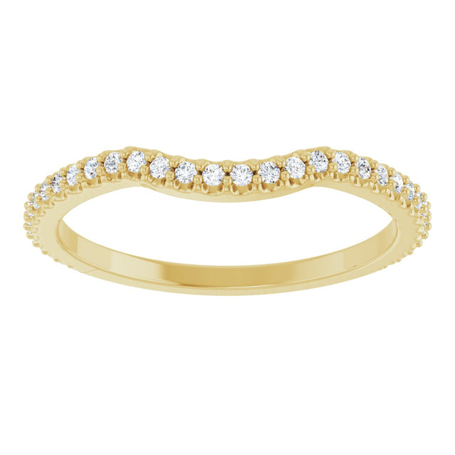 14K Gold Round Natural Diamond Accented Contour Band – 1.1-3mm Stones - Yellow Gold - view 3