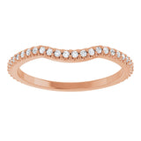14K Gold Round Lab-Grown Diamond Accented Contour Band – 1.1-3mm Stones - Rose Gold - view 3
