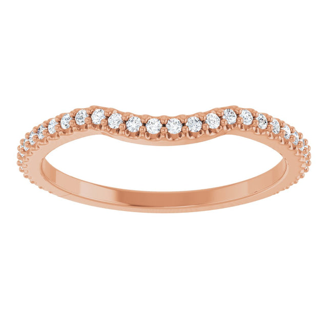 14K Gold Round Lab-Grown Diamond Accented Contour Band – 1.1-3mm Stones - Rose Gold - view 3