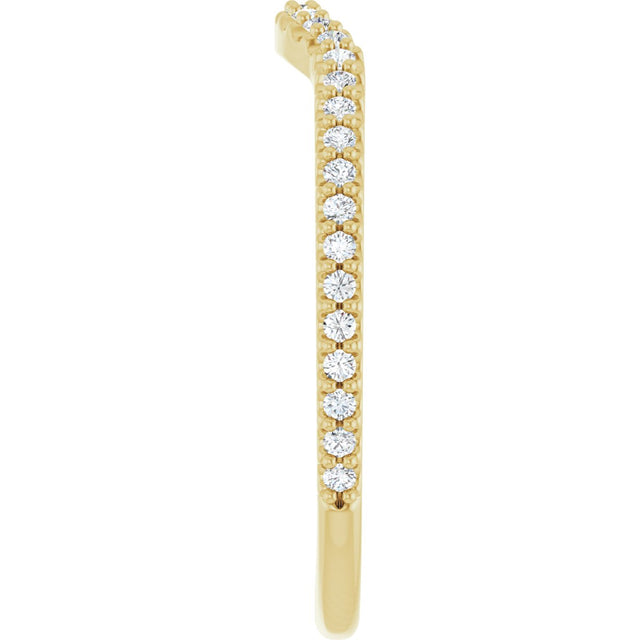 14K Gold Round Lab-Grown Diamond Accented Contour Band – 1.1-3mm Stones - Yellow Gold - view 4