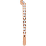 14K Gold Round Lab-Grown Diamond Accented Contour Band – 1.1-3mm Stones - Rose Gold - view 4