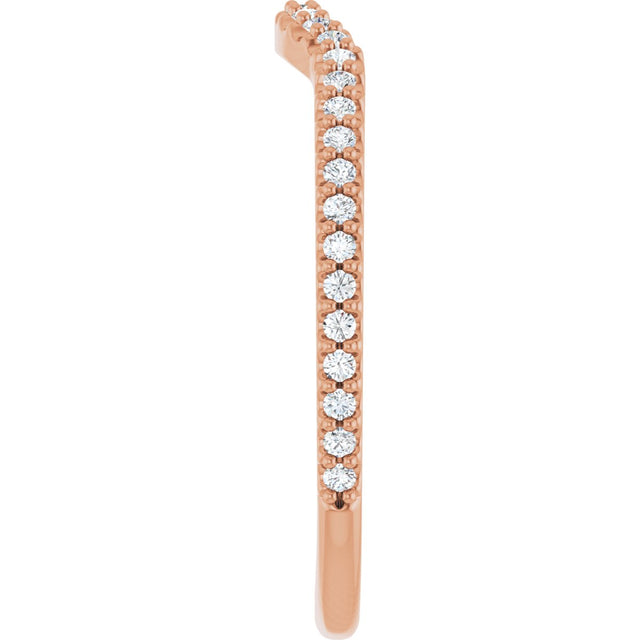14K Gold Round Lab-Grown Diamond Accented Contour Band – 1.1-3mm Stones - Rose Gold - view 4