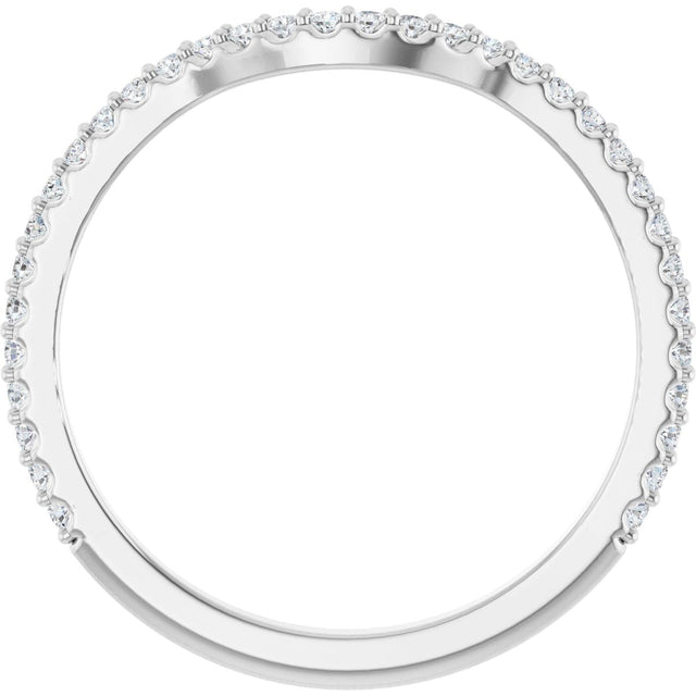 Platinum Round Natural Diamond Accented Contour Band – 1.1-3mm Stones - view 2