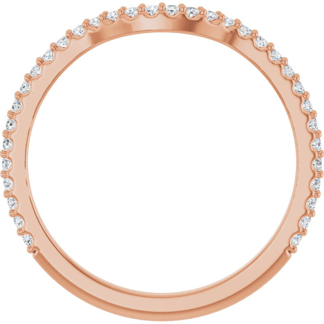 14K Gold Round Lab-Grown Diamond Accented Contour Band – 1.1-3mm Stones - Rose Gold - view 2