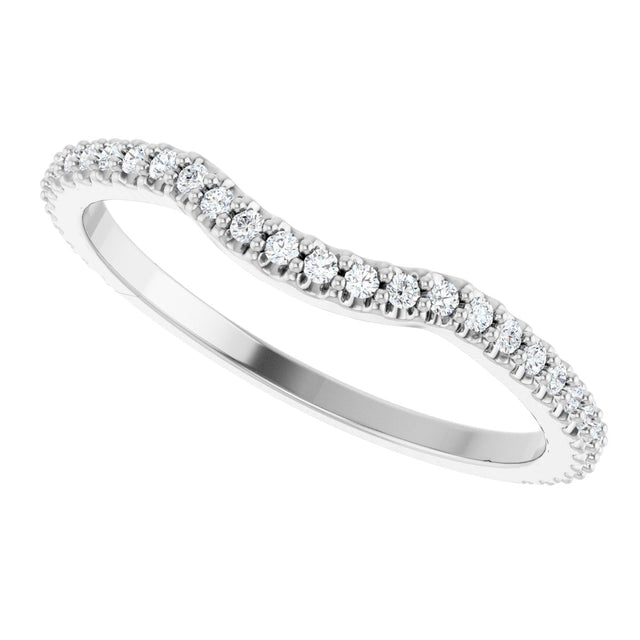 Platinum Round Natural Diamond Accented Contour Band – 1.1-3mm Stones - view 5