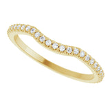 14K Gold Round Natural Diamond Accented Contour Band – 1.1-3mm Stones - Yellow Gold - view 5