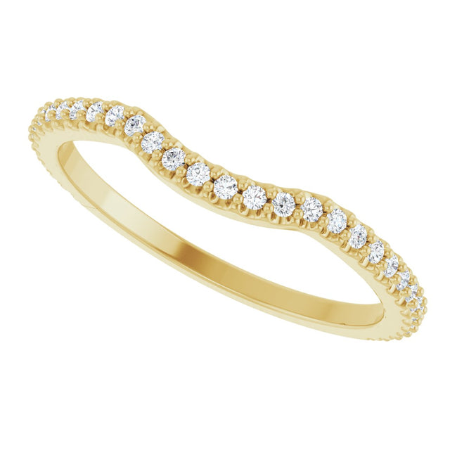 14K Gold Round Lab-Grown Diamond Accented Contour Band – 1.1-3mm Stones - Yellow Gold - view 5