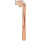 14K Gold Natural Diamond Accented Contour Band II - Rose Gold - view 4