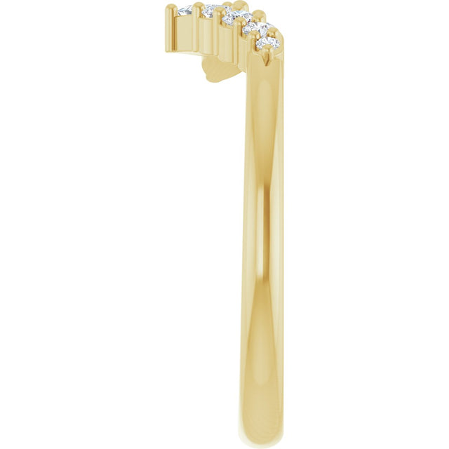 14K Gold Marquise Lab-Grown Diamond Accented Contour Band – 4mm Stones - Yellow Gold - view 4