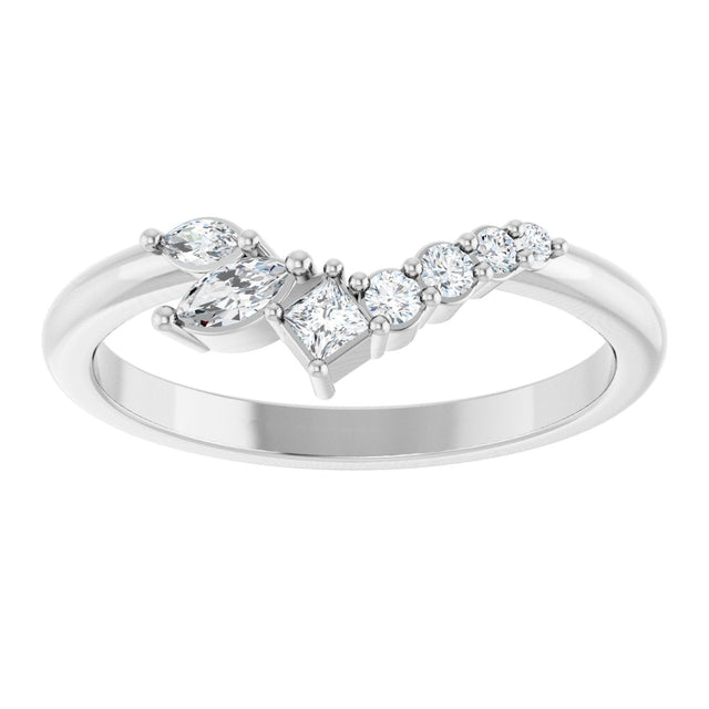 Platinum Natural Diamond Accented Contour Band II - view 3