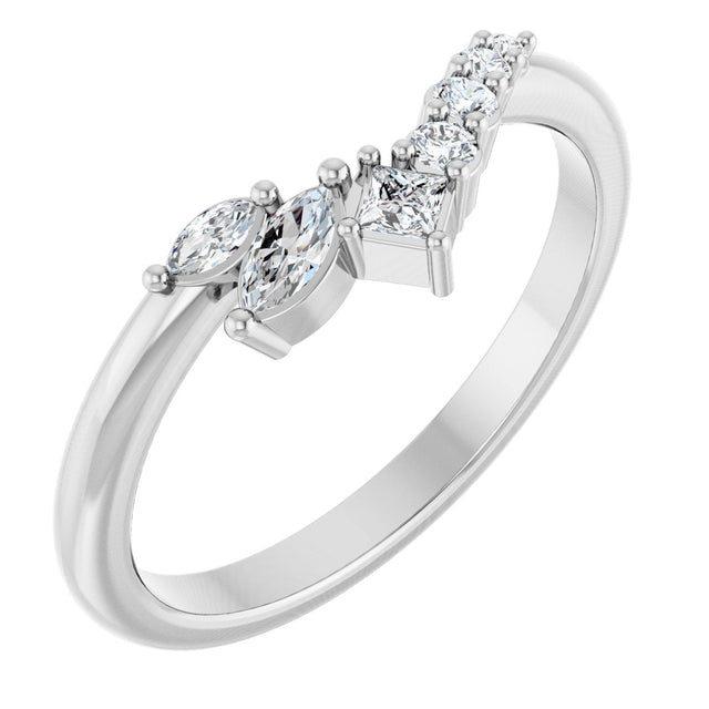 Platinum Natural Diamond Accented Contour Band II