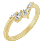 14K Gold Natural Diamond Accented Contour Band II - Yellow Gold