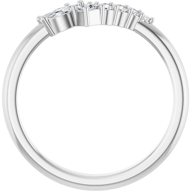 14K Gold Natural Diamond Accented Contour Band II - White Gold - view 2