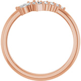 14K Gold Natural Diamond Accented Contour Band II - Rose Gold - view 2
