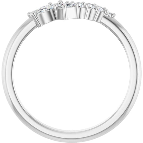 Platinum Marquise Lab-Grown Diamond Accented Contour Band – 4mm Stones - view 2
