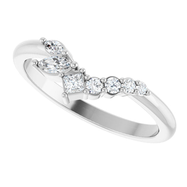 Platinum Natural Diamond Accented Contour Band II - view 5
