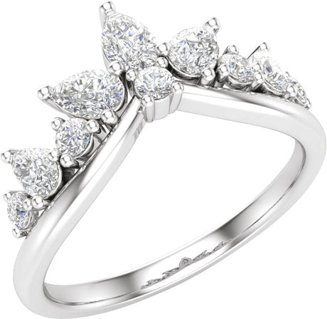 14K Gold Pear Lab-Grown Diamond Contour Band – 4.3x2.8mm - White Gold