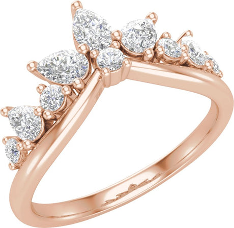 14K Gold Pear Lab-Grown Diamond Contour Band – 4.3x2.8mm - Rose Gold
