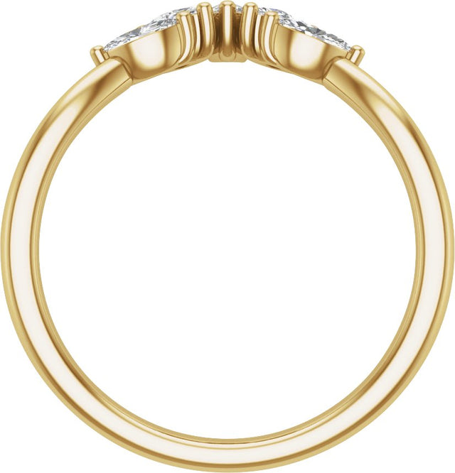 14K Gold Marquise Natural Diamond Contour Band – 4.7x3mm - Yellow Gold - view 2