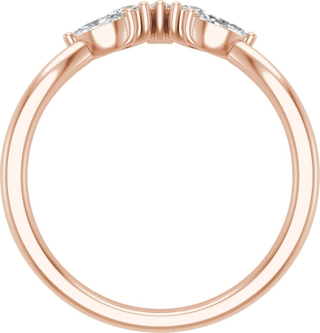 14K Gold Marquise Natural Diamond Contour Band – 4.7x3mm - Rose Gold - view 2