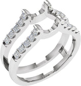 14K Gold Square Natural Diamond Ring Guard - White Gold
