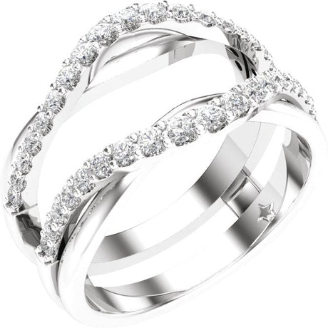 14K Gold Round Natural Diamond Ring Guard No. 3 - White Gold