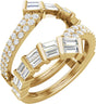14K Gold Straight Baguette Lab-Grown Diamond Ring Guard – 3mm Stones - Yellow Gold