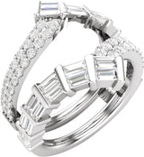 14K Gold Straight Baguette Lab-Grown Diamond Ring Guard – 3mm Stones - White Gold