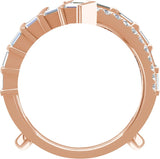 14K Gold Straight Baguette Lab-Grown Diamond Ring Guard – 3mm Stones - Rose Gold - view 2