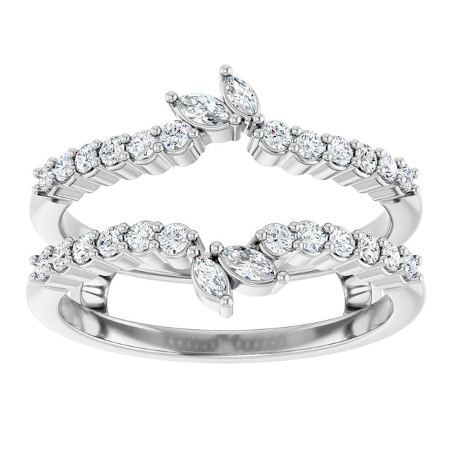 Platinum Marquise Natural Diamond Ring Guard - view 3
