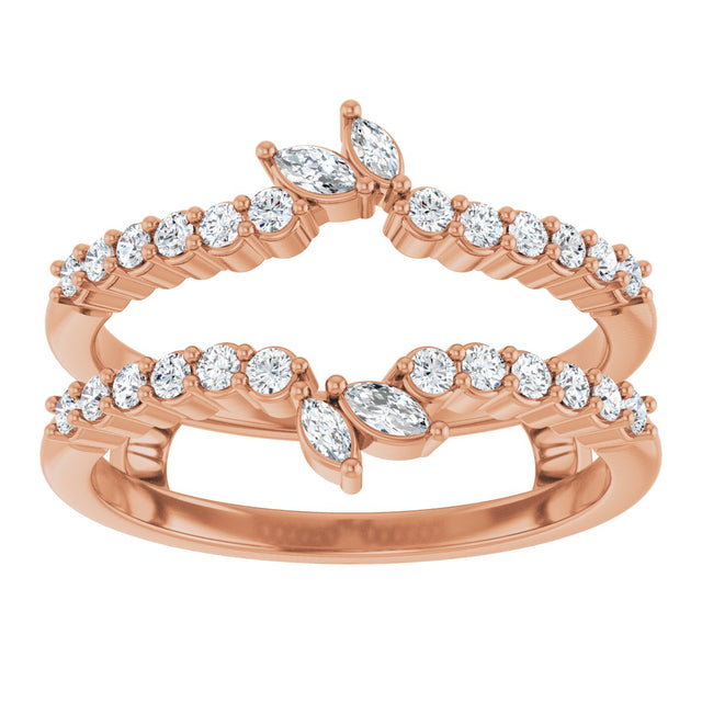 14K Gold Marquise Natural Diamond Ring Guard - Rose Gold - view 3
