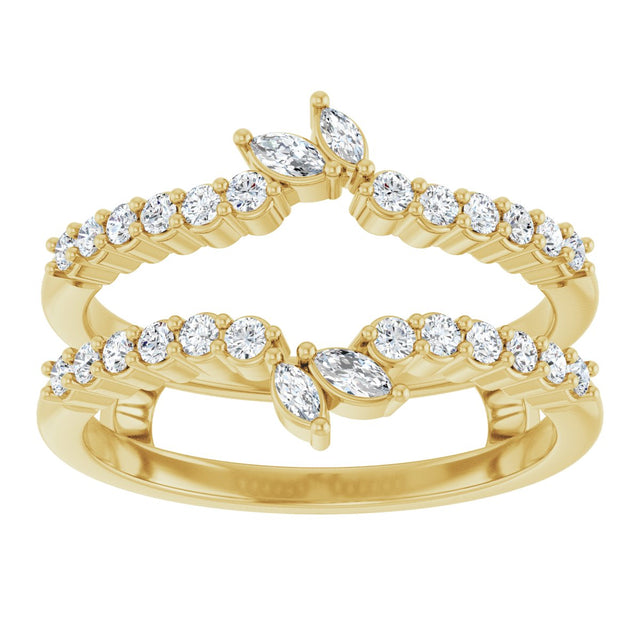 14K Gold Marquise Natural Diamond Ring Guard - Yellow Gold - view 3