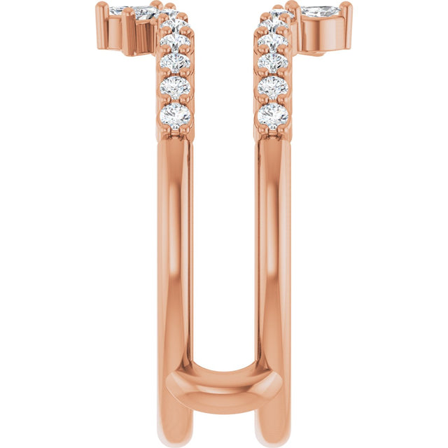 14K Gold Marquise Natural Diamond Ring Guard - Rose Gold - view 4