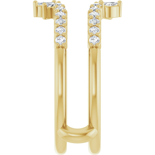 14K Gold Marquise Natural Diamond Ring Guard - Yellow Gold - view 4