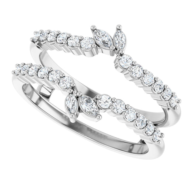 Platinum Marquise Natural Diamond Ring Guard - view 5