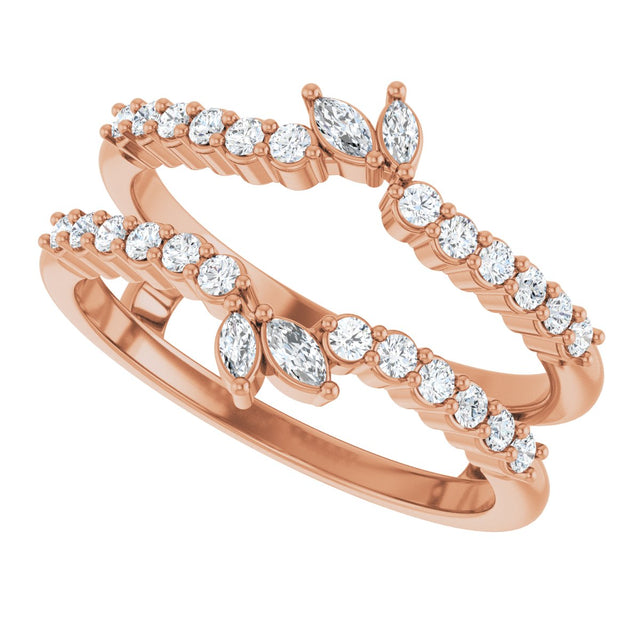 14K Gold Marquise Natural Diamond Ring Guard - Rose Gold - view 5