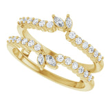 14K Gold Marquise Natural Diamond Ring Guard - Yellow Gold - view 5