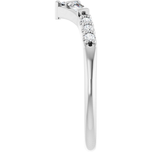 Platinum Tapered Baguette Natural Diamond Contour Band - view 4
