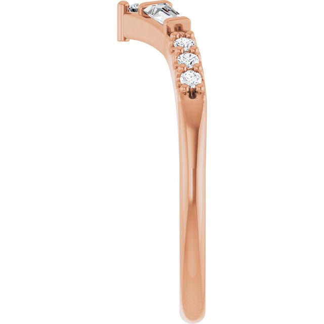14K Gold Tapered Baguette Lab-Grown Diamond Contour Band - Rose Gold - view 4