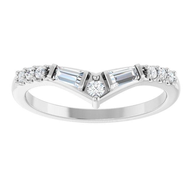 Platinum Tapered Baguette Lab-Grown Diamond Contour Band - view 3