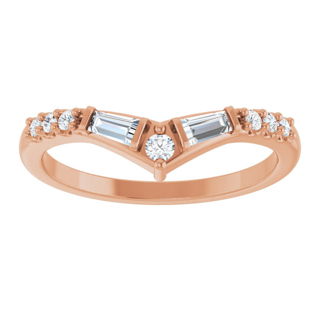 14K Gold Tapered Baguette Lab-Grown Diamond Contour Band - Rose Gold - view 3