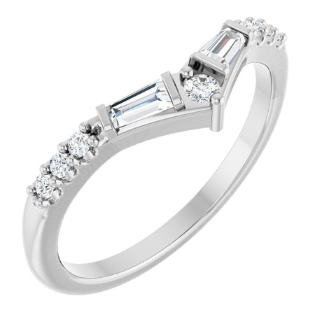 Platinum Tapered Baguette Lab-Grown Diamond Contour Band