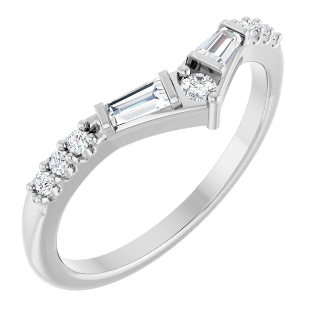 Platinum Tapered Baguette Natural Diamond Contour Band