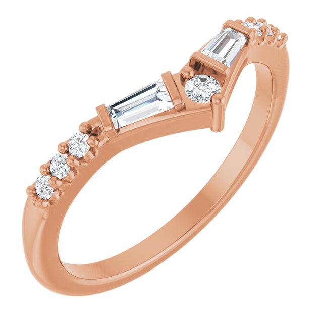 14K Gold Tapered Baguette Lab-Grown Diamond Contour Band - Rose Gold