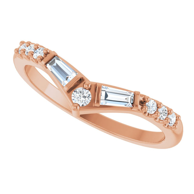 14K Gold Tapered Baguette Lab-Grown Diamond Contour Band - Rose Gold - view 5