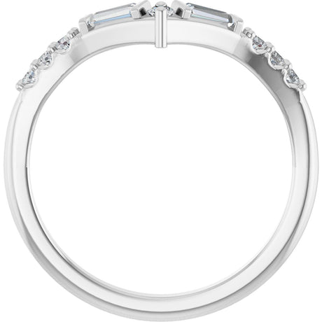 Platinum Tapered Baguette Lab-Grown Diamond Contour Band - view 2